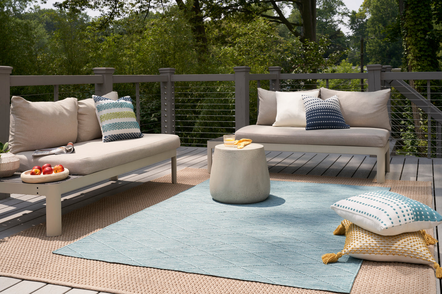 Nourison Washable Solutions 6' x 9' Aqua Modern Rug