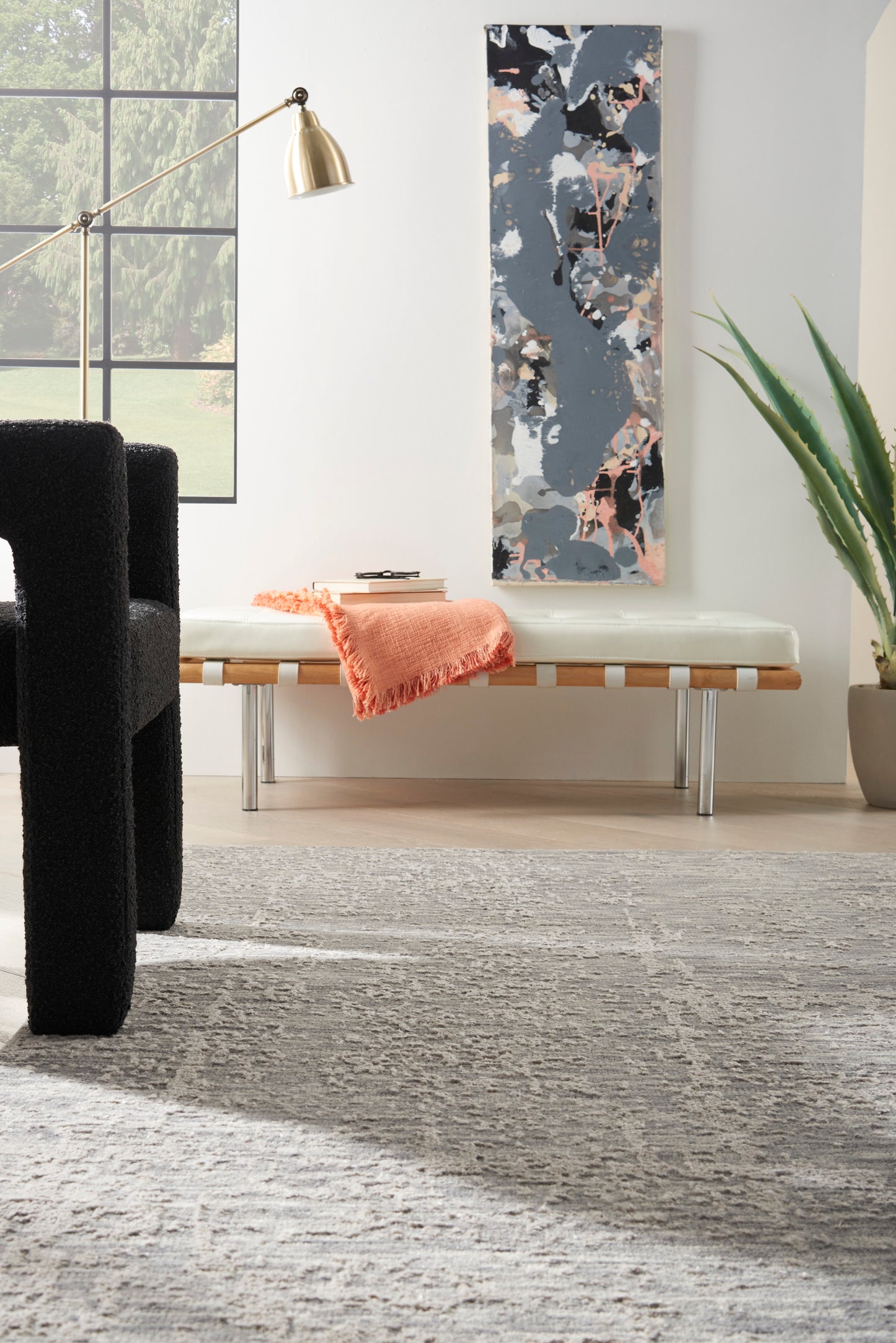 Nourison Luna 7'9" x 9'9" Grey Silver Modern Indoor Rug