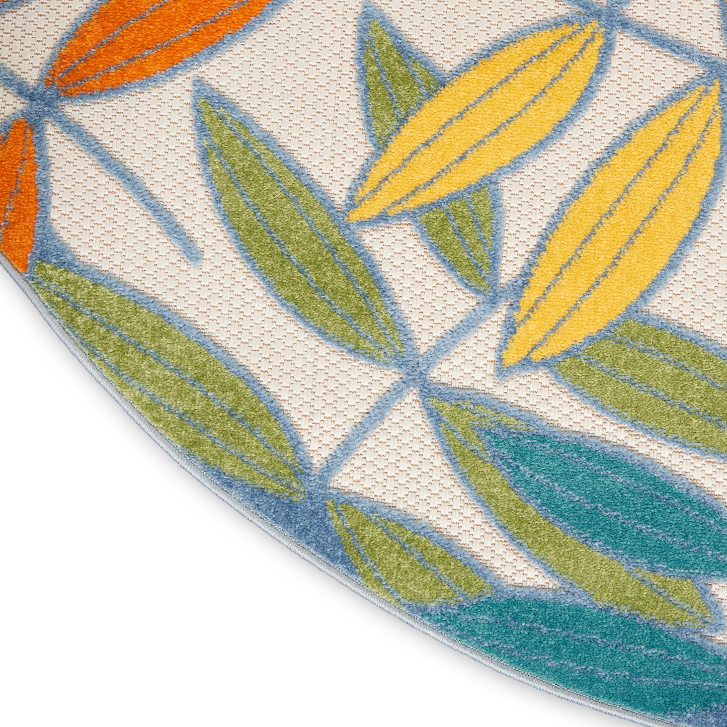 Nourison Aloha 7'10" x Round Ivory/Multi Tropical Rug