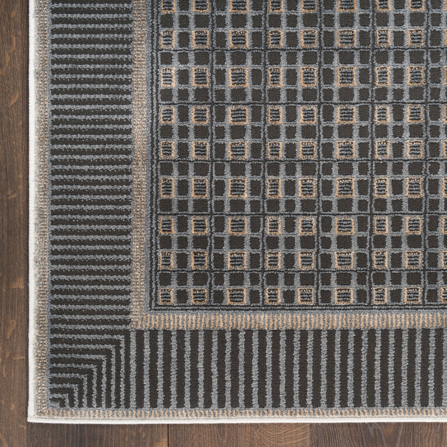 Nourison Nordic 5' x 7' Black Taupe Modern Indoor Rug