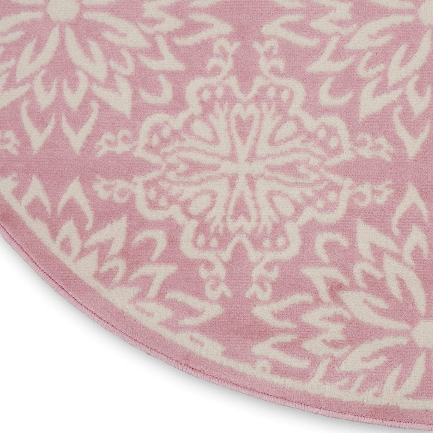 Nourison Jubilant 5'3" x Round Ivory Pink Farmhouse Indoor Rug