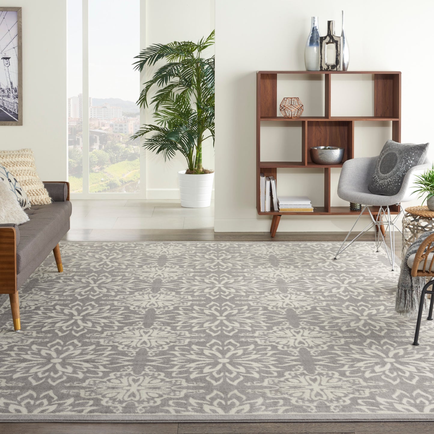 Nourison Jubilant 8'6" x 12' Ivory/Grey Farmhouse Indoor Rug