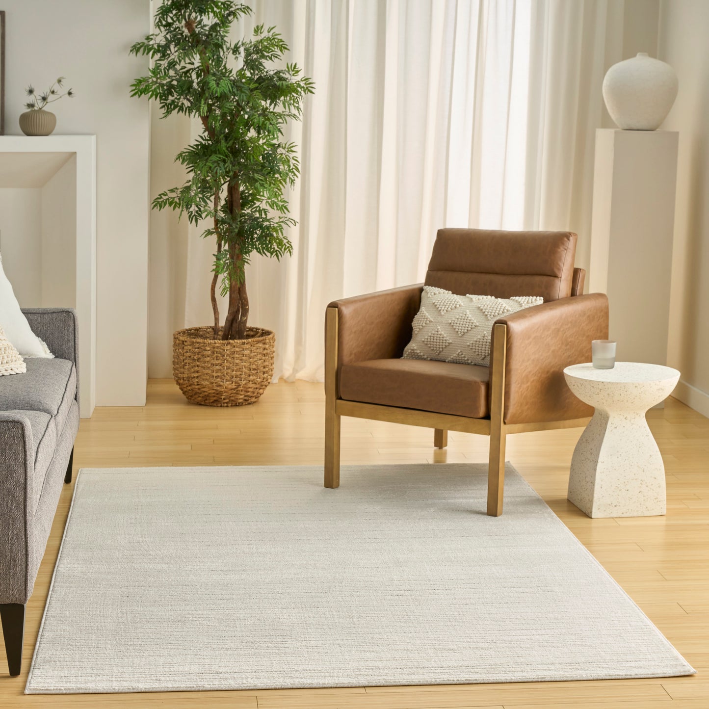 Nourison Ivory Hues 7'10" x 9'10" Ivory Grey Modern Indoor Rug