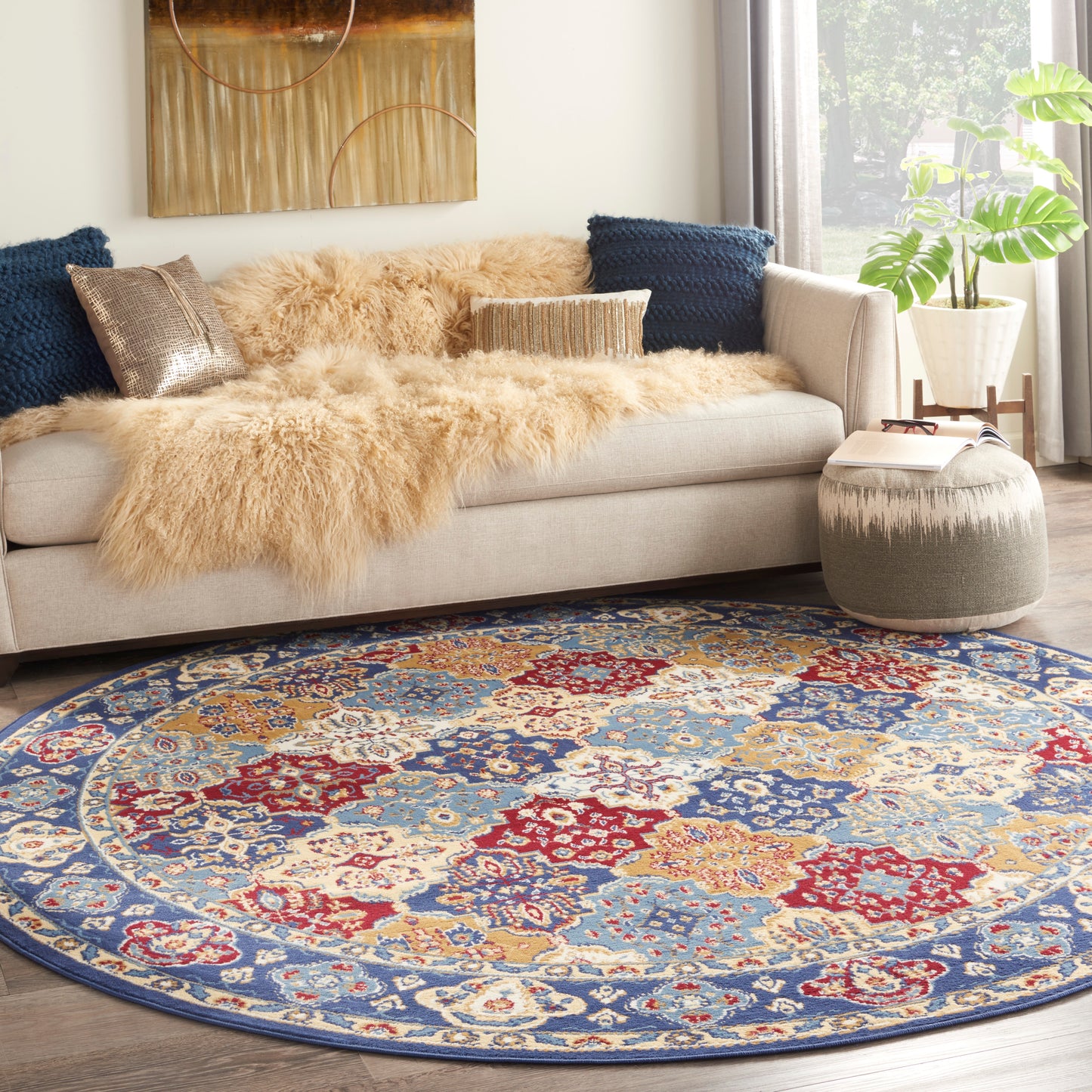 Nourison Grafix 8' x Round Multicolor Bohemian Indoor Rug