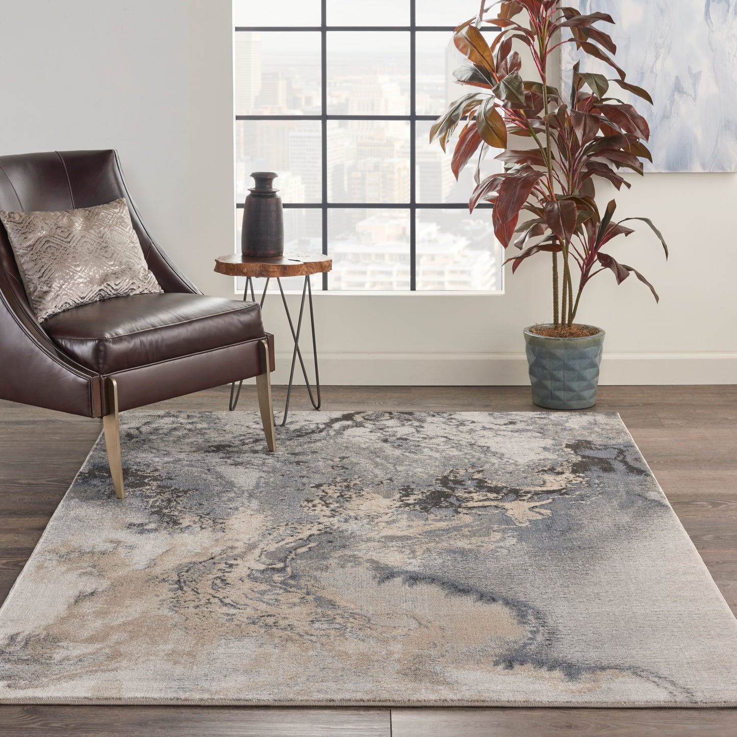 Nourison Maxell 5'3" x 7'3" Grey Modern Indoor Rug