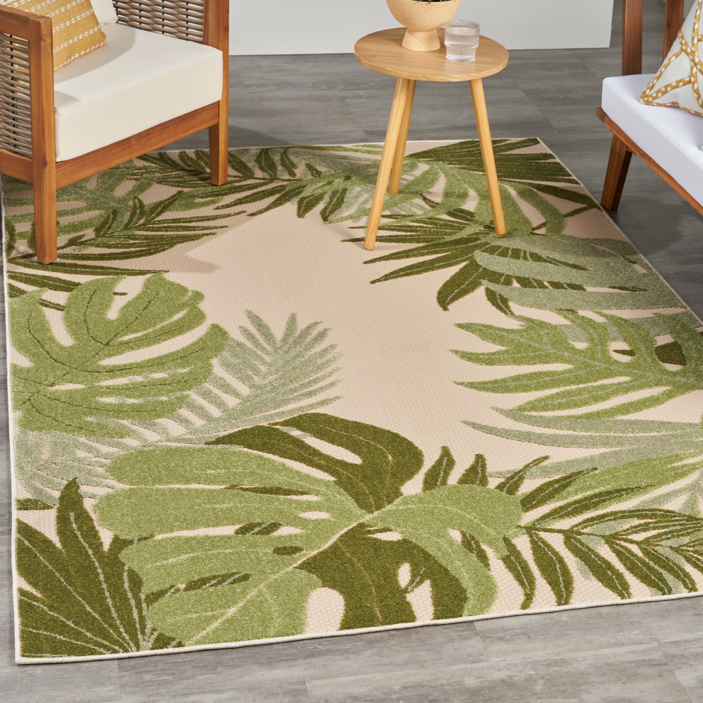 Nourison Aloha 3'6" x 5'6" Ivory Green Outdoor Rug