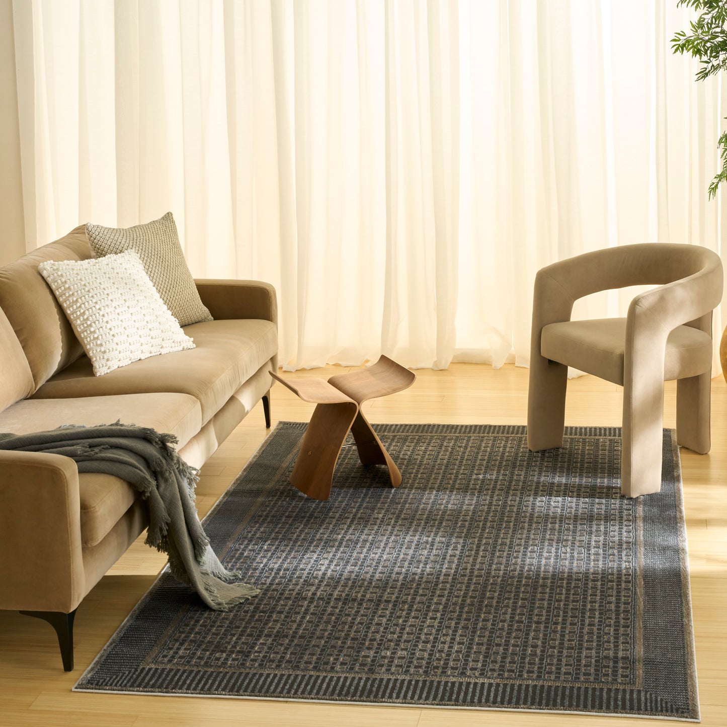 Nourison Nordic 5' x 7' Black Taupe Modern Indoor Rug