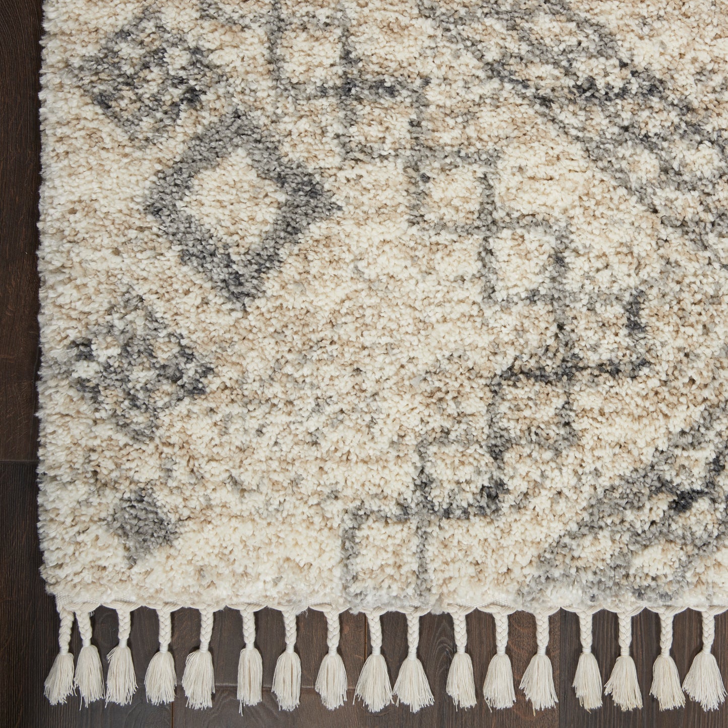 Nourison Oslo Shag 7'10" x 10'6" Ivory/Grey Shag Indoor Rug