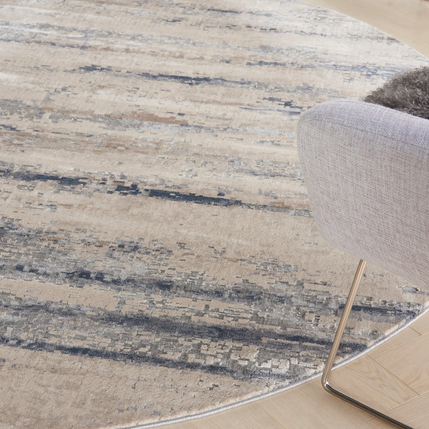 Nourison Rustic Textures 5'3" x Round Beige Grey Modern Indoor Rug
