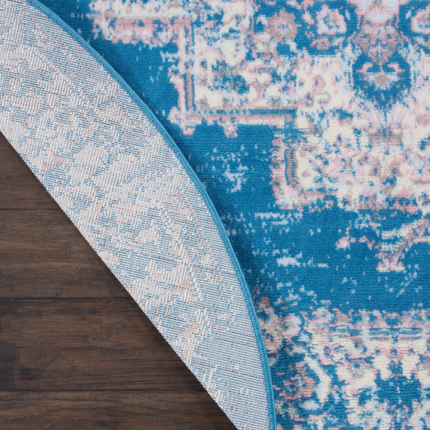 Nourison Grafix 5'3" x Round Blue Vintage Indoor Rug