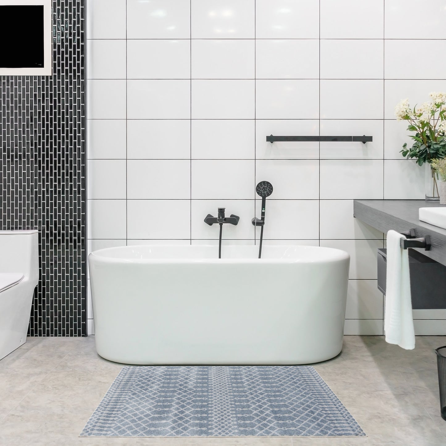 Nourison Astra Machine Washable 2'2" x 4' Blue Bohemian Indoor Rug