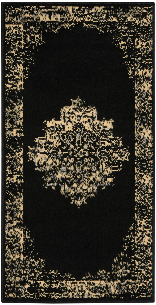 Nourison Grafix 2' x 4' Black Vintage Indoor Rug
