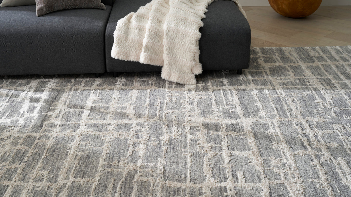 Nourison Luna 7'9" x 9'9" Grey Silver Modern Indoor Rug