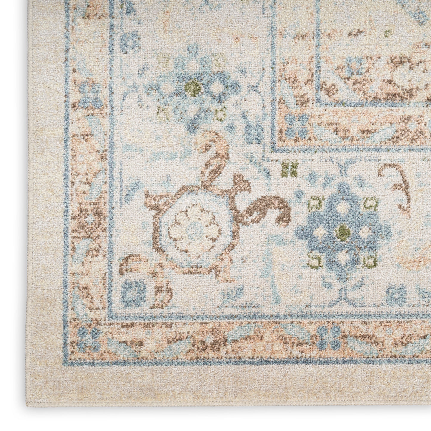 Nourison Astra Machine Washable 9' x 12' Ivory Blue Vintage Indoor Rug