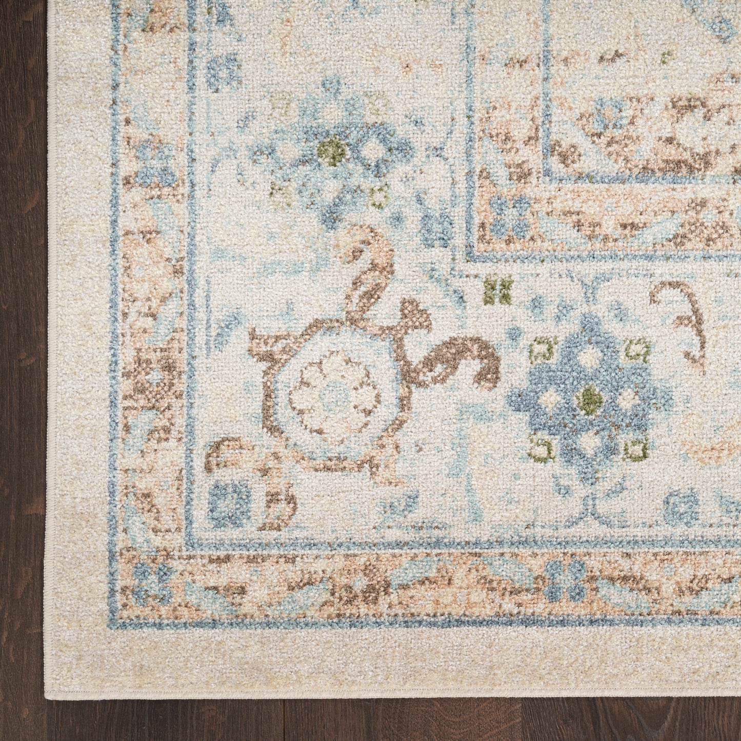 Nourison Astra Machine Washable 9' x 12' Ivory Blue Vintage Indoor Rug