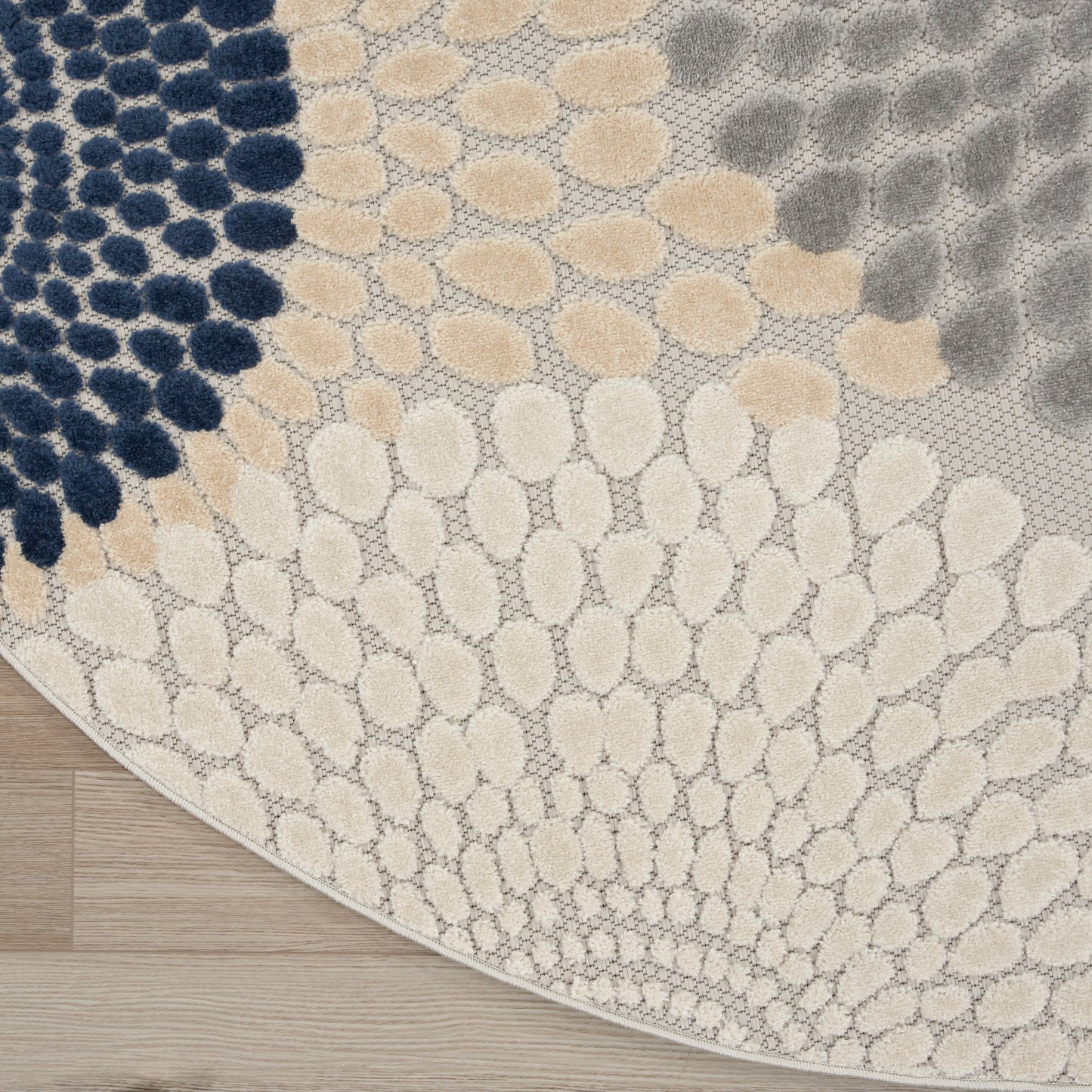 Nourison Aloha 7'10" x Round Blue Grey Modern Rug