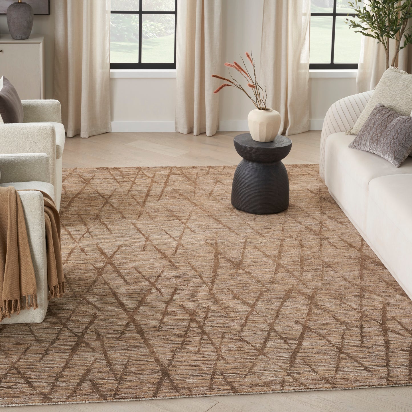 Nourison Ocean 5'6" x 7'5" Saddle Modern Indoor Rug