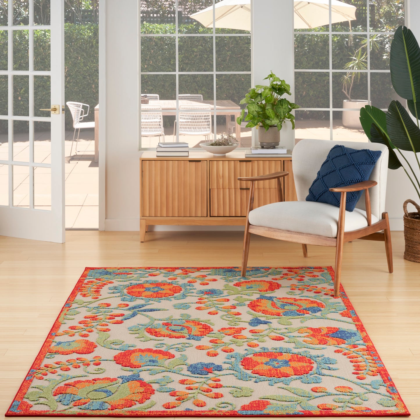 Nourison Aloha 6' x 9' Red Multicolor Farmhouse Rug