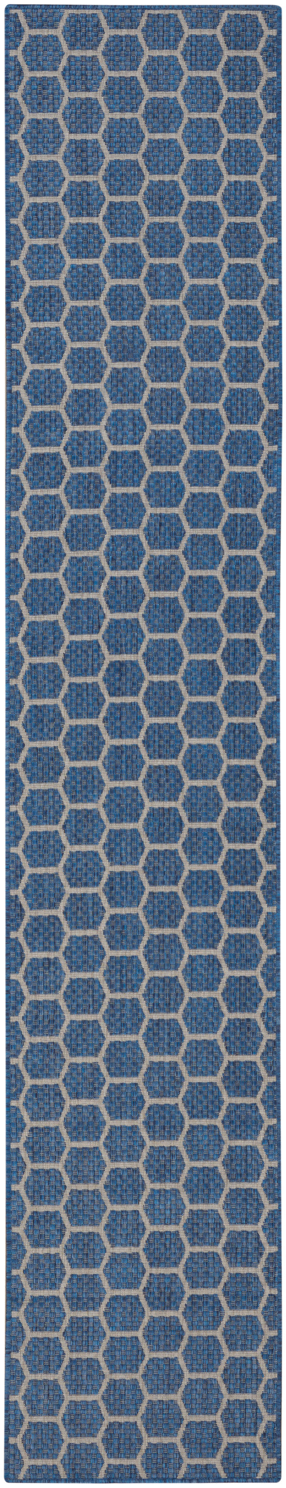 Nourison Twist Reversible 2'2" x 12' Blue Modern Rug