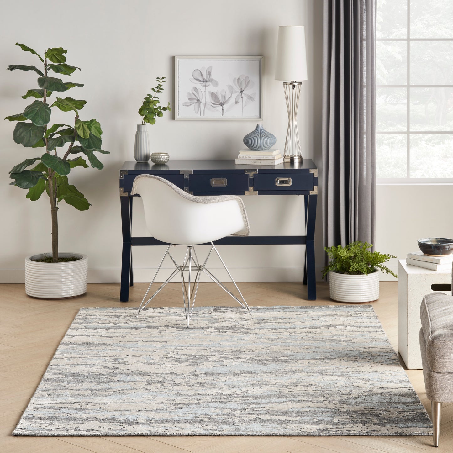 Nourison Divine 5'6" x 7'5" Aqua Modern Indoor Rug