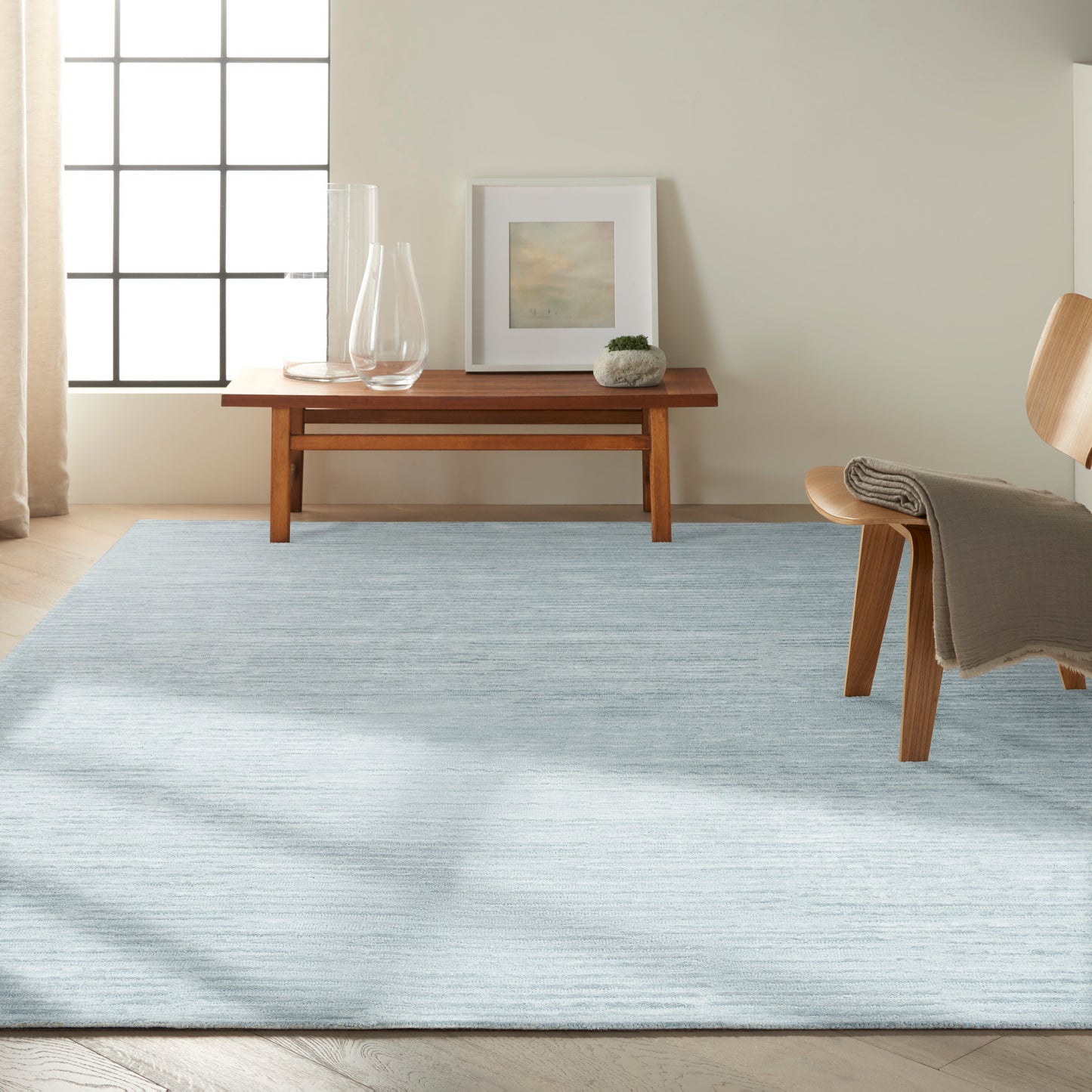 Calvin Klein CK010 Linear 8'6" x 11'6" Light Blue Modern Indoor Rug