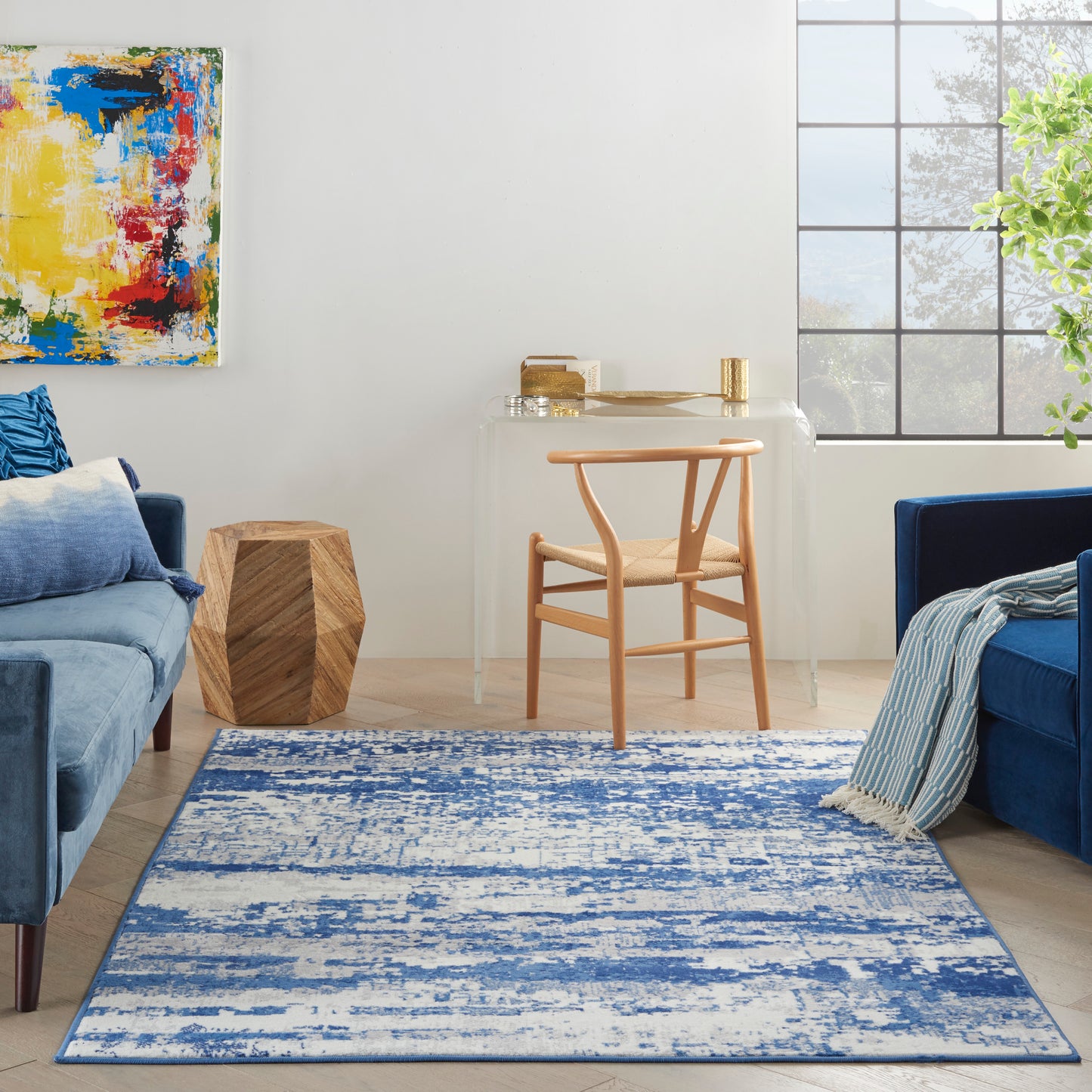 Nourison Whimsicle 5' x 7' Ivory Navy Modern Indoor Rug