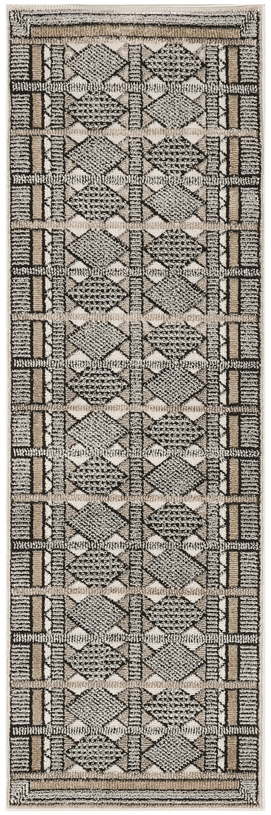 Nourison Nordic 2' x 6' Ivory Multicolor Modern Indoor Rug