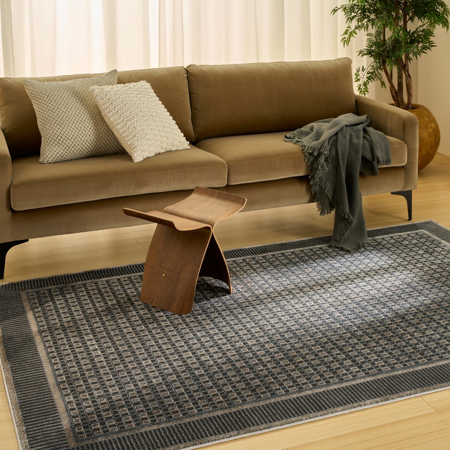 Nourison Nordic 4' x 6' Black Taupe Modern Indoor Rug