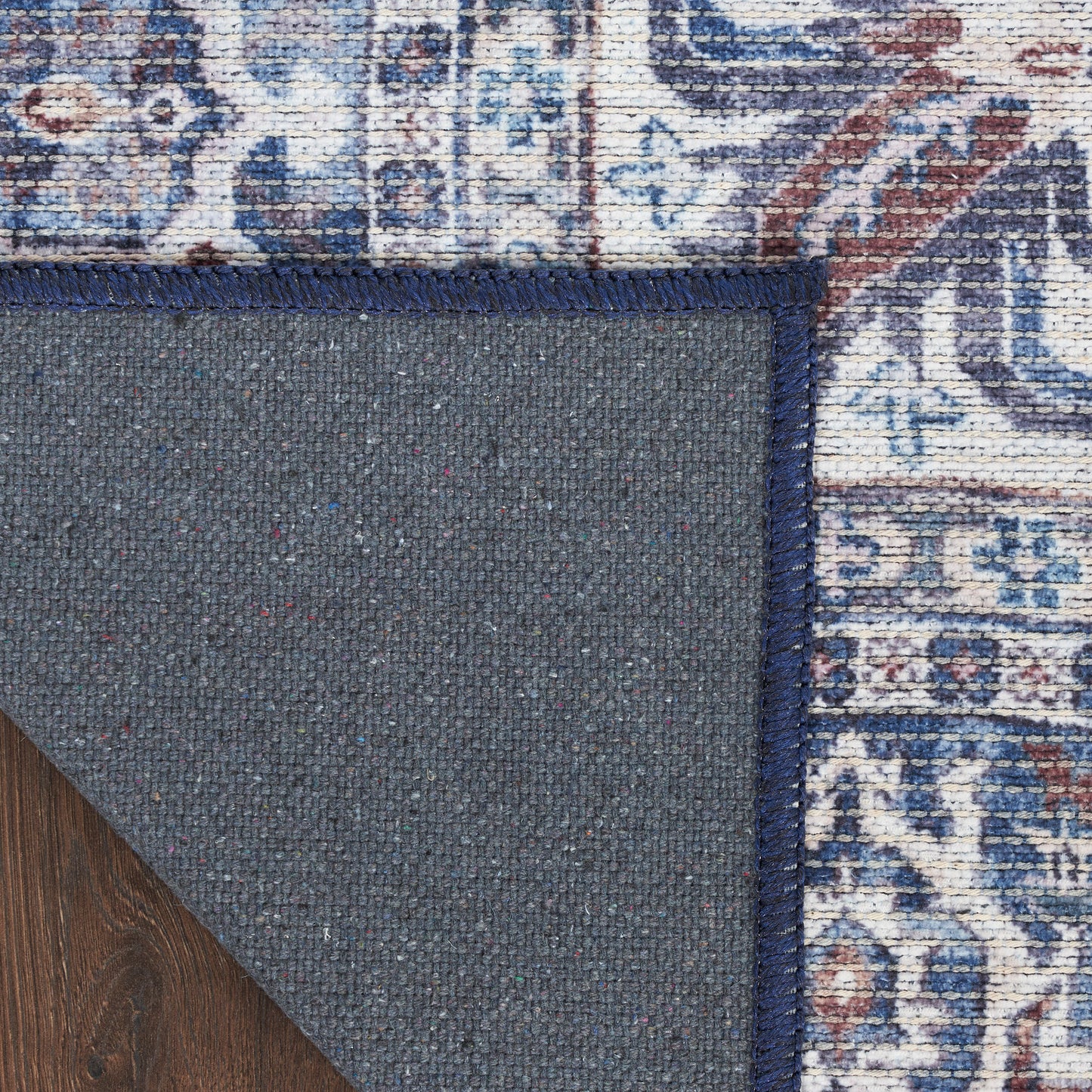 Nicole Curtis Machine Washable Series 1 10' x 14' Navy Ivory Vintage Indoor Rug