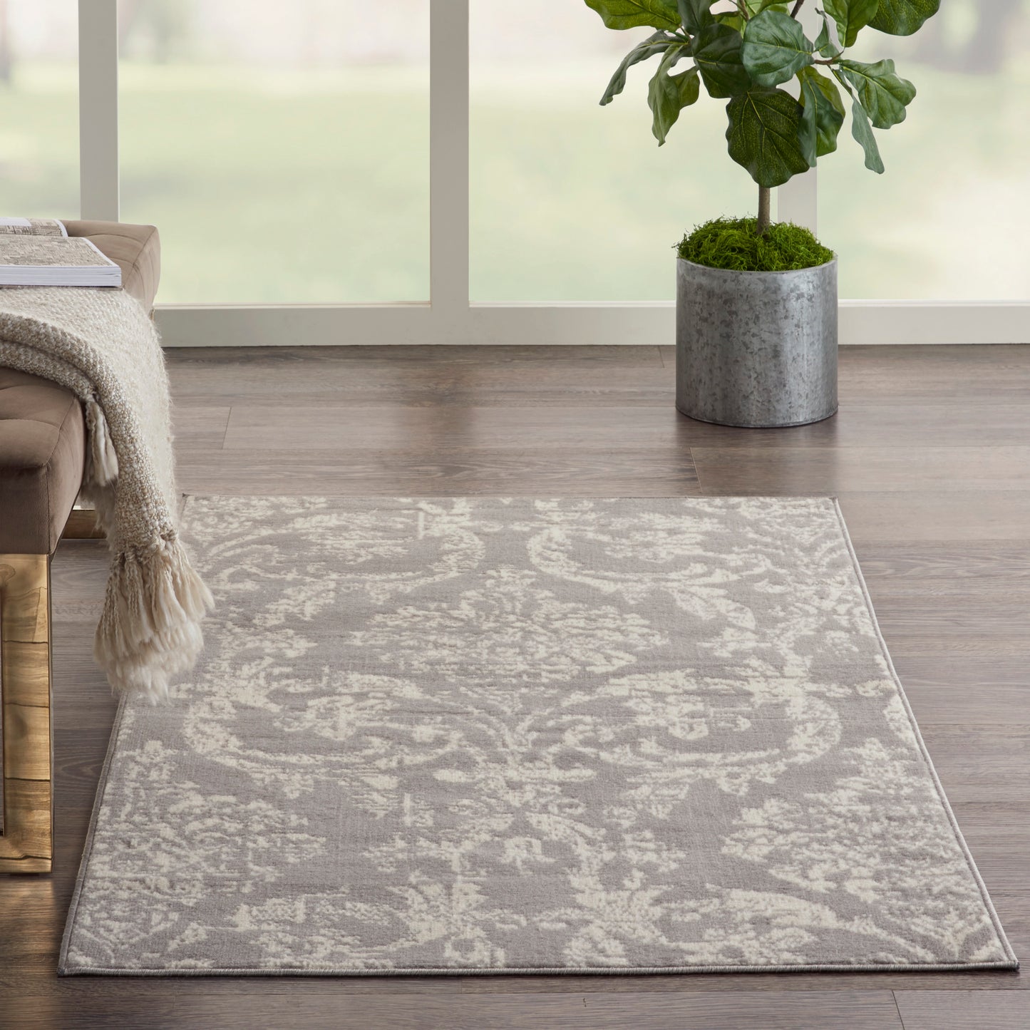 Nourison Jubilant 3' x 5' Grey Vintage Indoor Rug