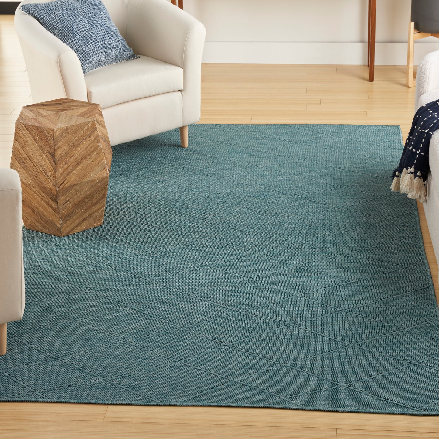 Nourison Washable Solutions 5' x 7' Aqua Modern Rug