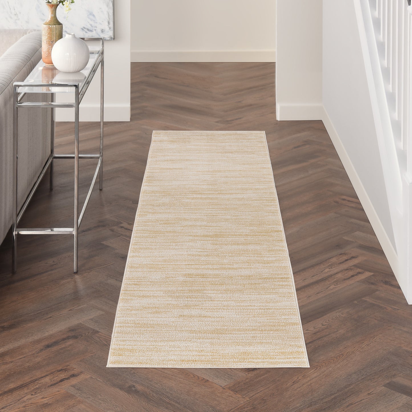 Nourison Nourison Essentials 2'2" x 10' Ivory Gold Outdoor Rug