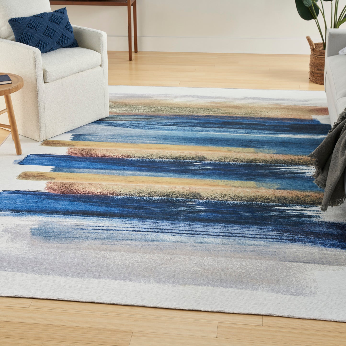 Nourison Nourison Washables 4' x 6' Blue Multicolor Modern Indoor Rug