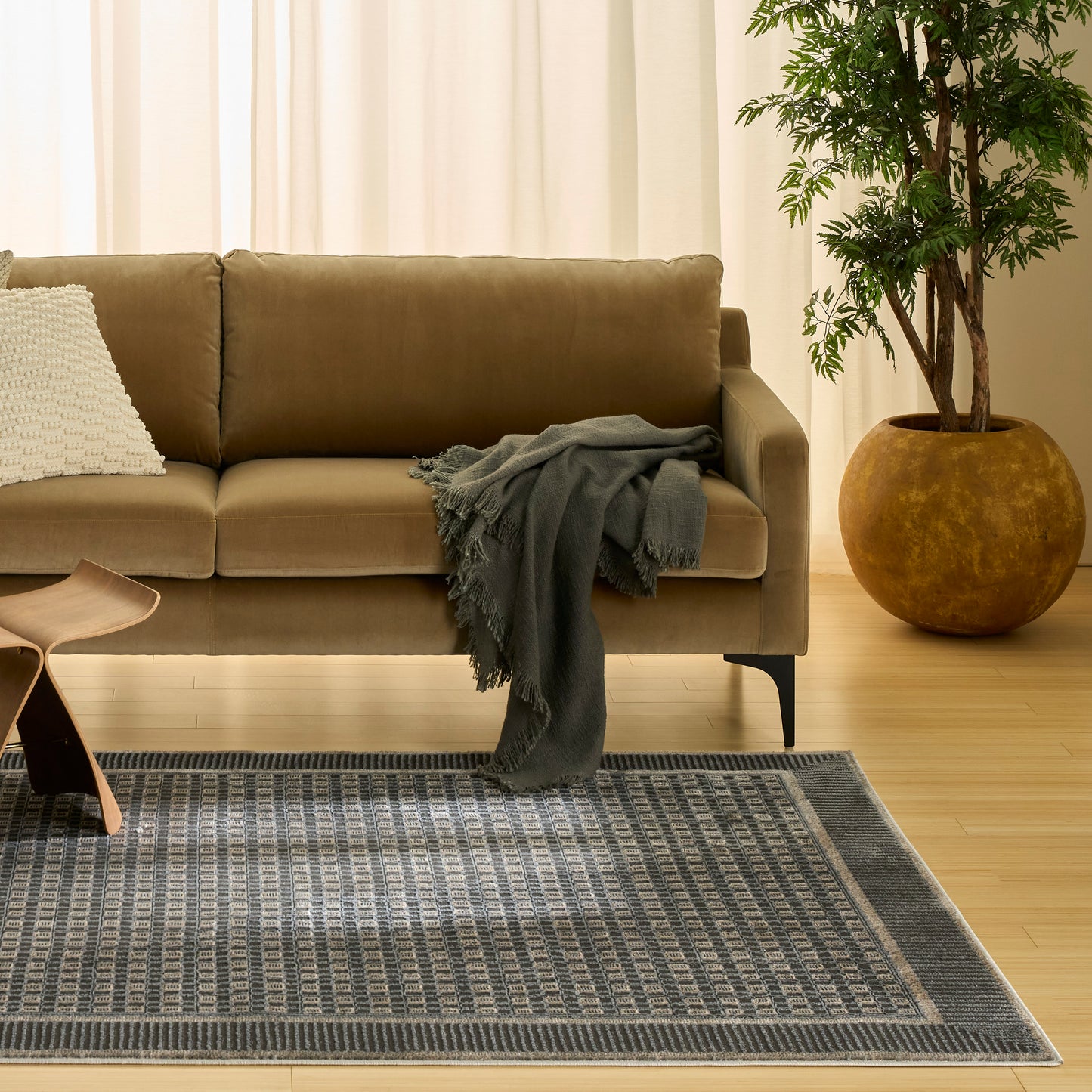 Nourison Nordic 5' x 7' Black Taupe Modern Indoor Rug