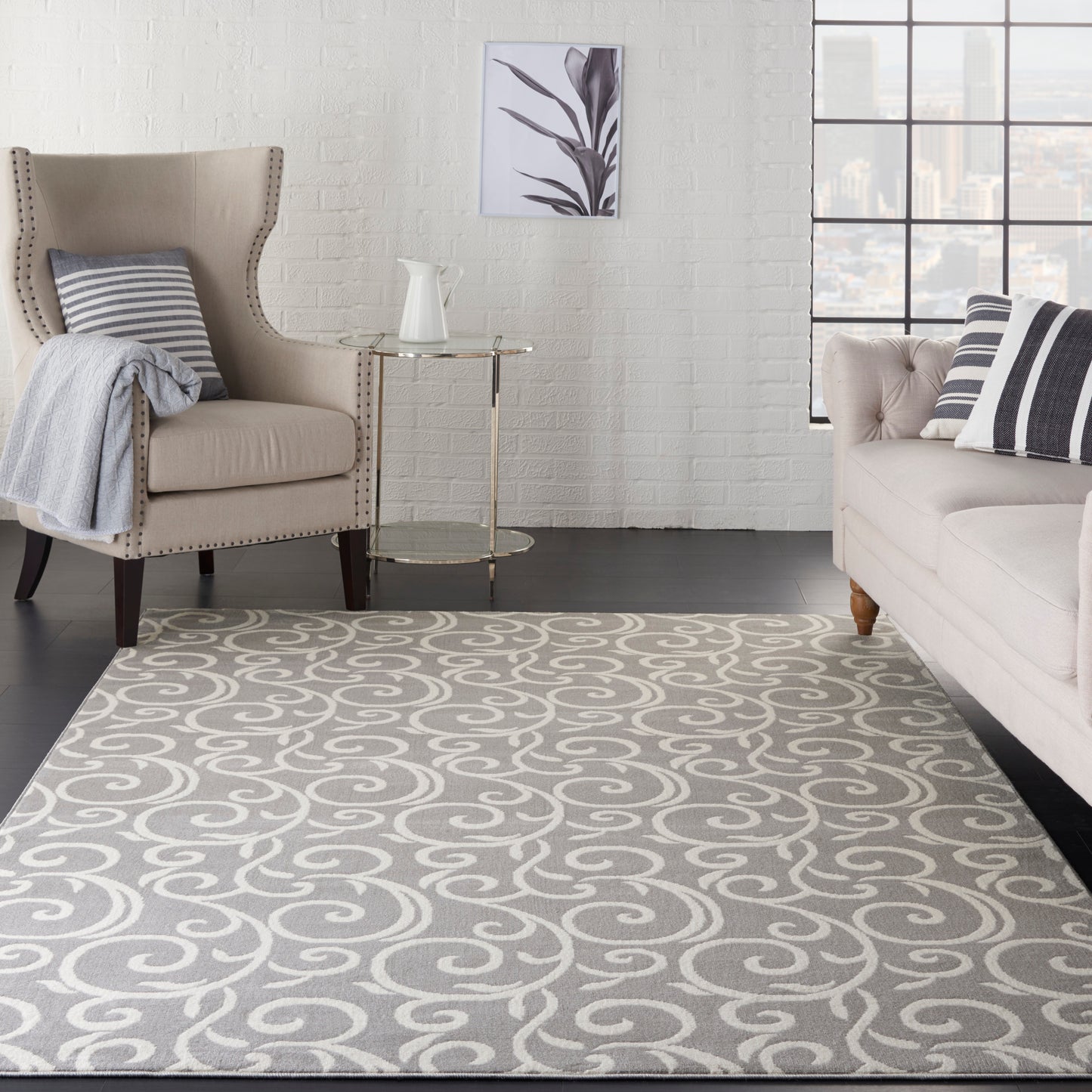 Nourison Grafix 6' x 9' Grey Contemporary Indoor Rug