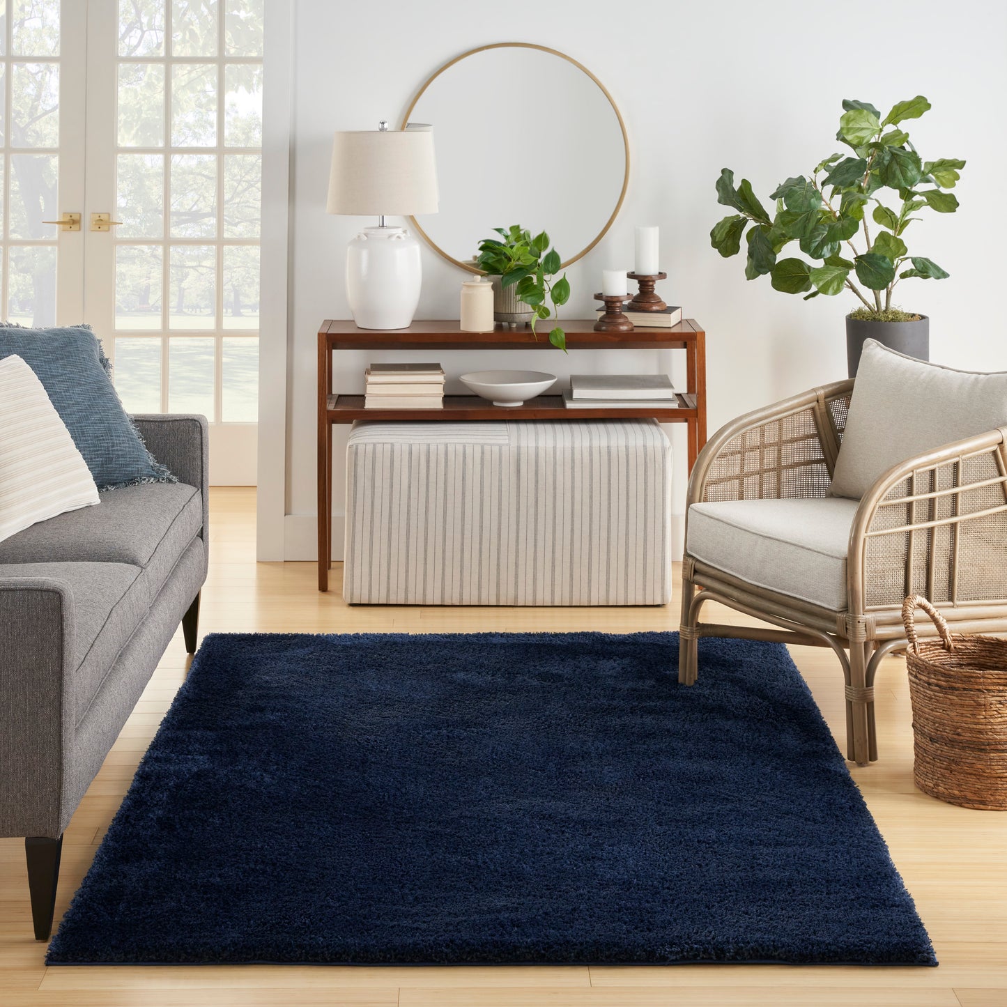 Nourison Pacific Shag 5'3" x 7'3" Navy Shag Indoor Rug