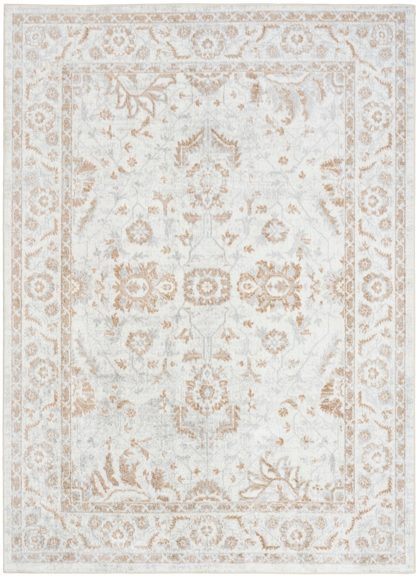 Nourison Astra Machine Washable 5'3" x 7' Grey Vintage Indoor Rug