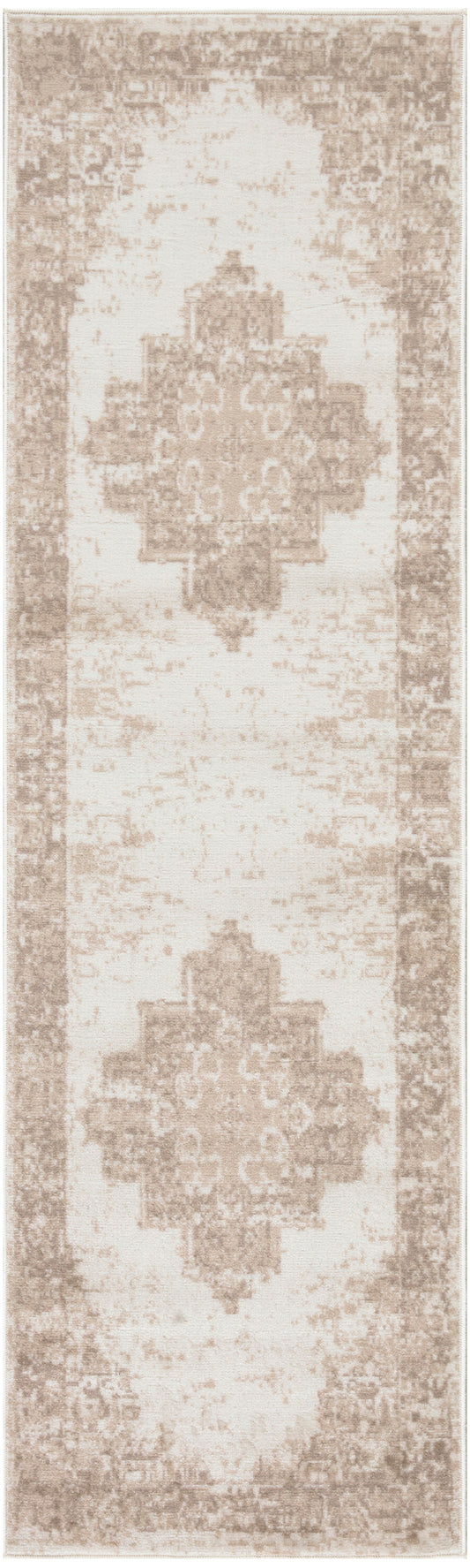 Nourison Grafix 2'3" x 7'6" Ivory Beige Vintage Indoor Rug