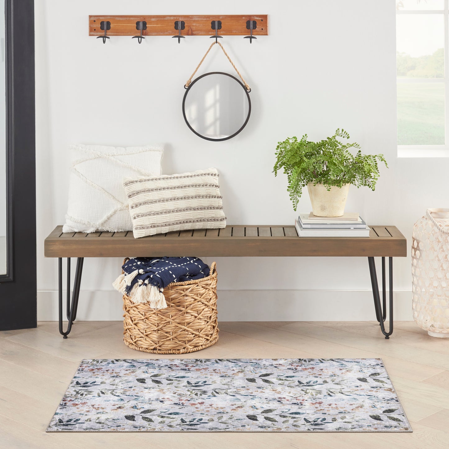 Nourison Nourison Washables 3' x 5' Grey Multicolor Contemporary Indoor Rug