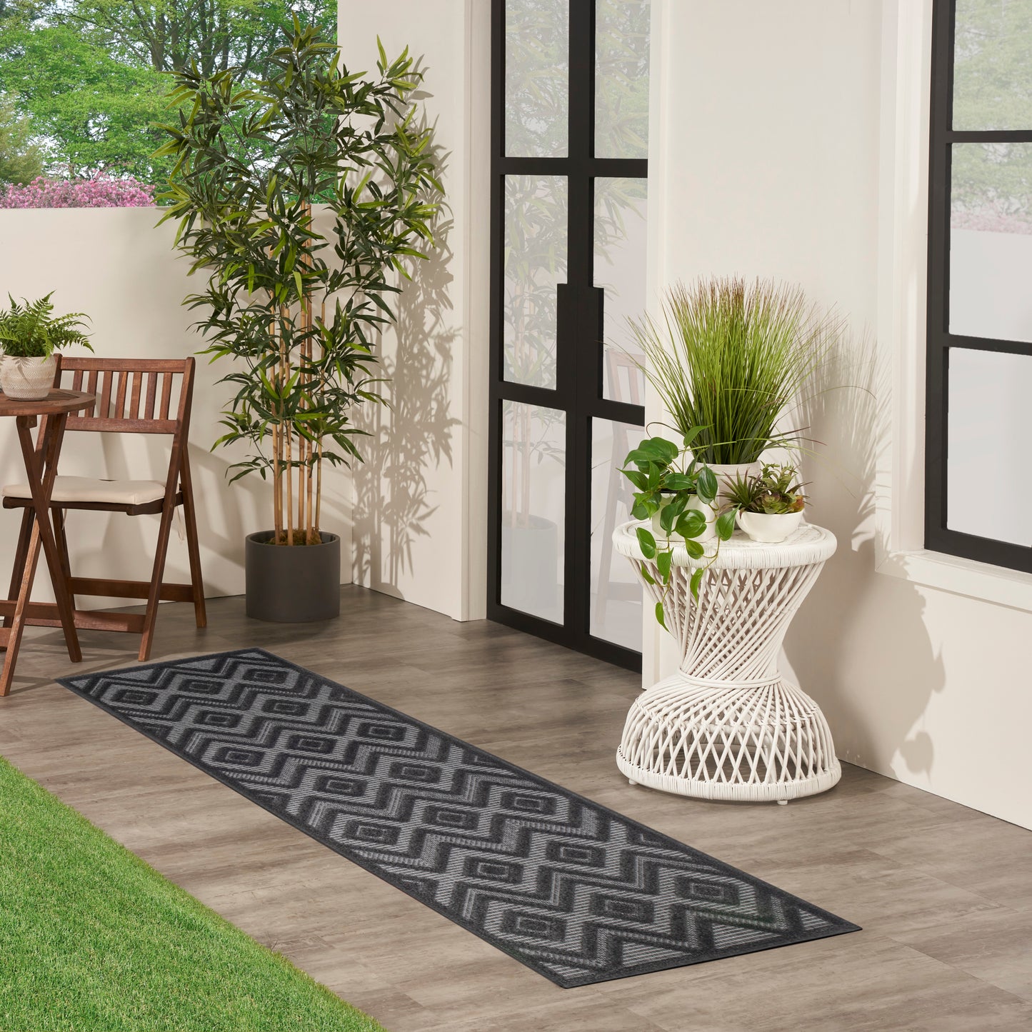 Nourison Versatile 2' x 6' Charcoal Black Modern Rug