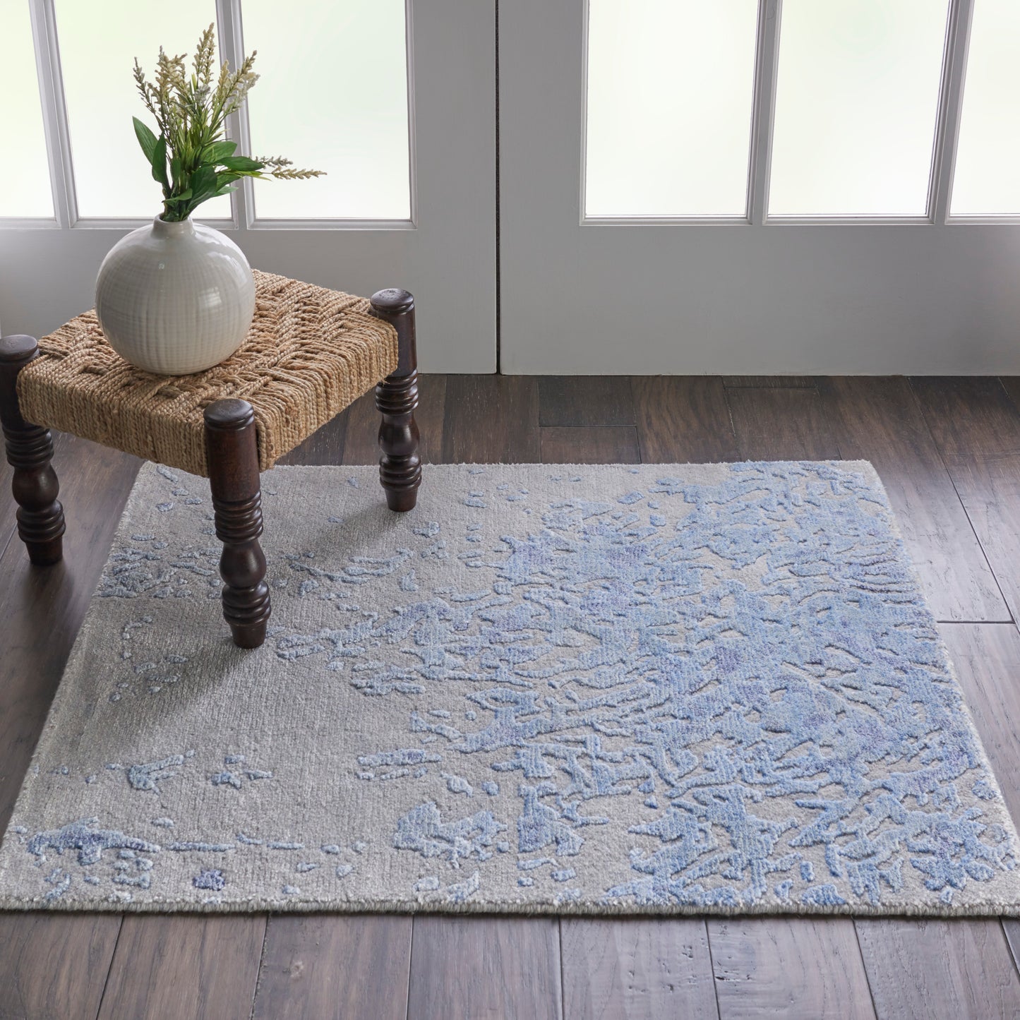 Nourison Silk Shadows 2' x 3' Grey Blue Modern Indoor Rug