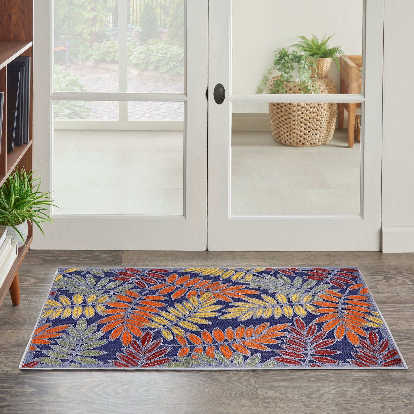 Nourison Aloha 2'8" x 4' Navy Multicolor Outdoor Rug