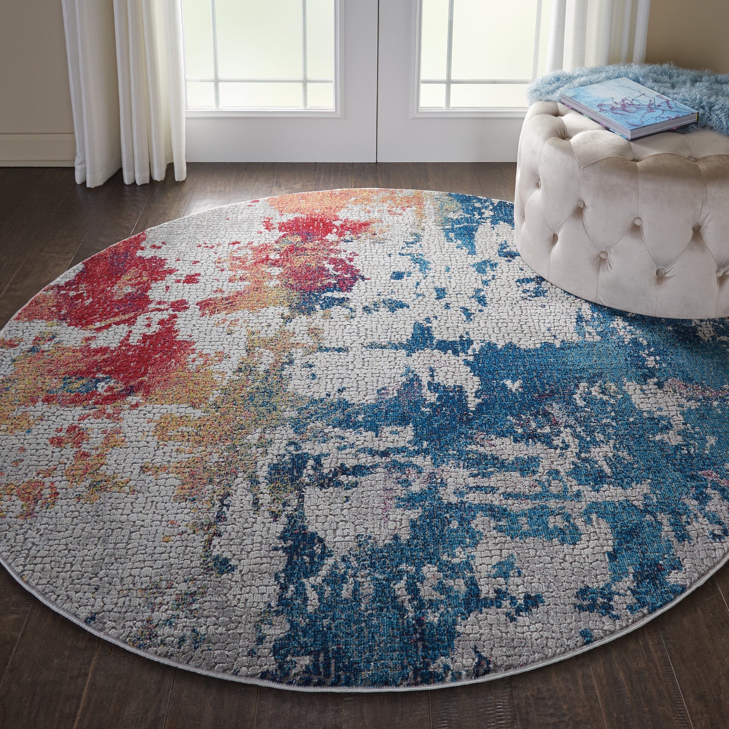 Nourison Ankara Global 6' x Round Multicolor Modern Indoor Rug