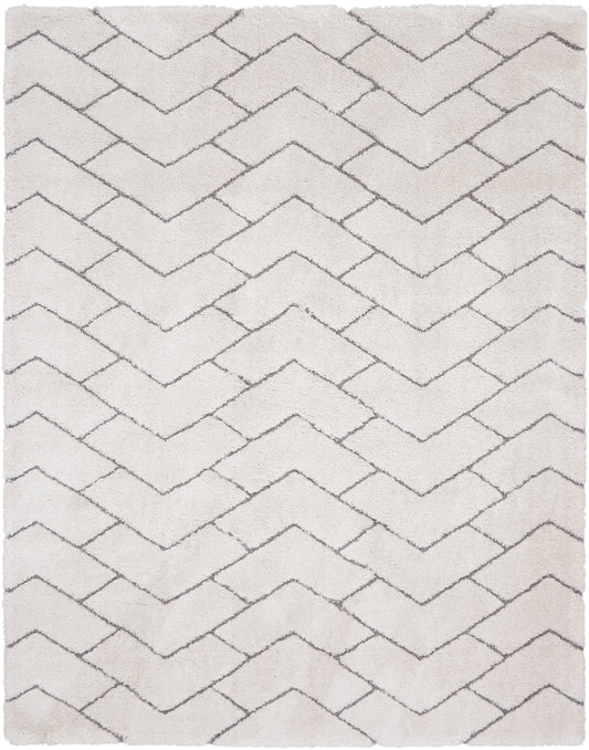 Nourison Dreamy Shag 7'10" x 9'10" Ivory Grey Shag Indoor Rug