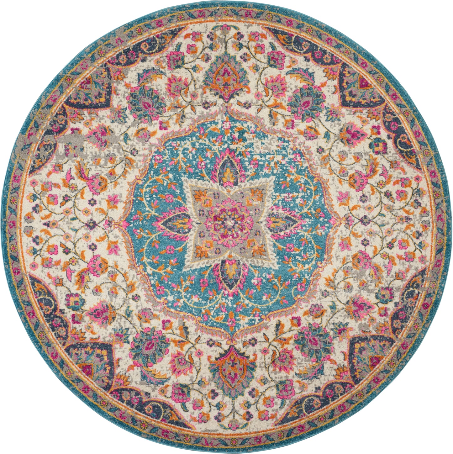 Nourison Passion 8' x Round Ivory/Multi Transitional Indoor Rug