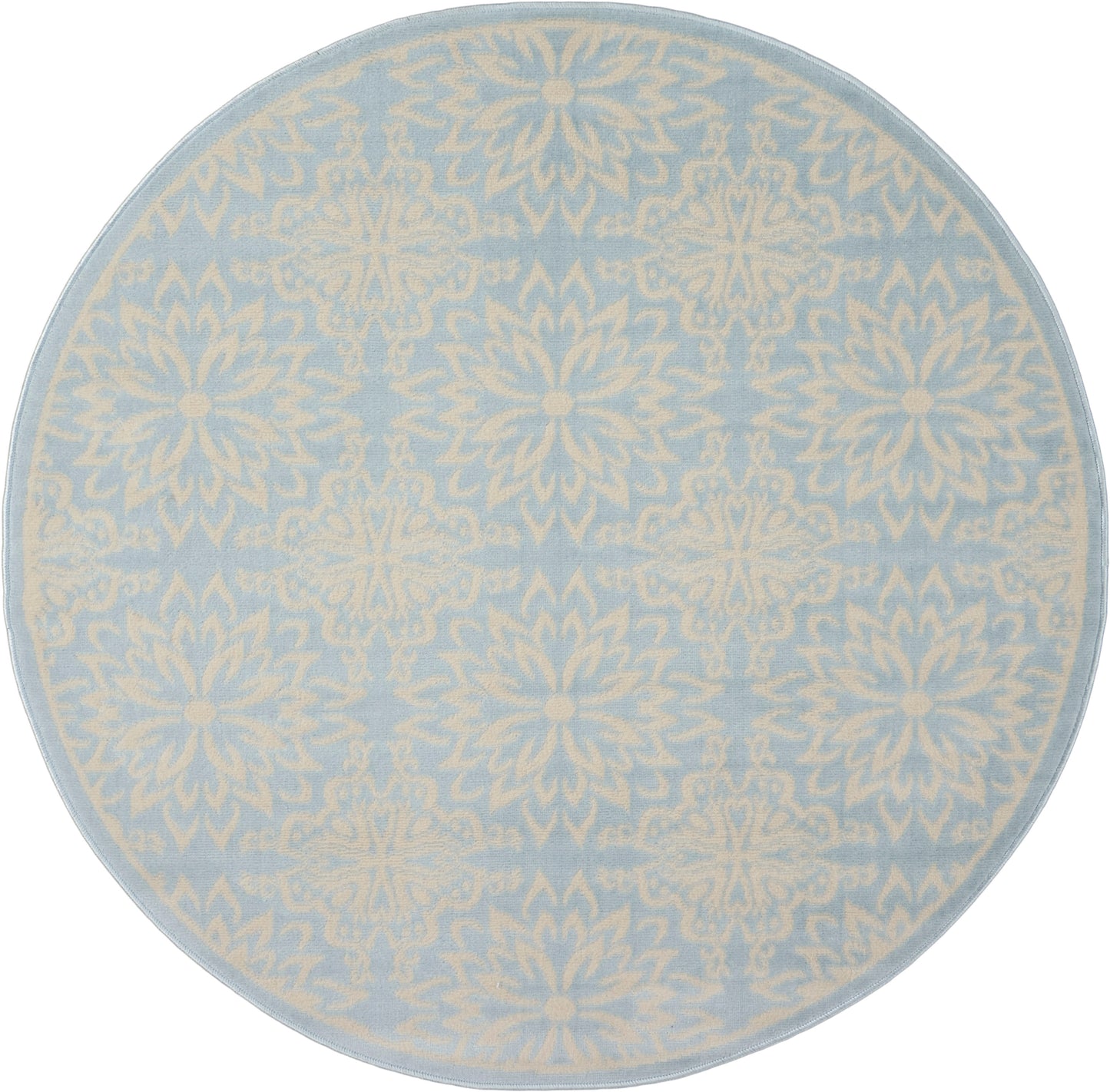 Nourison Jubilant 5'3" x Round Ivory/Light Blue Farmhouse Indoor Rug