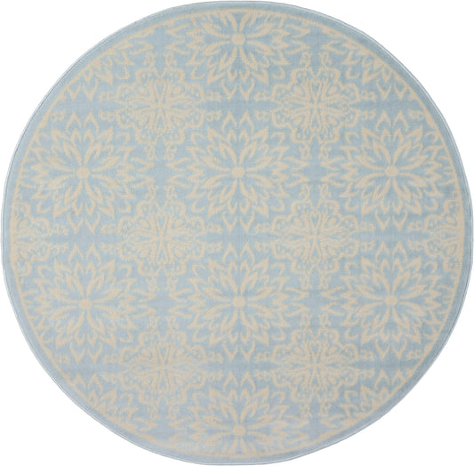 Nourison Jubilant 5'3" x Round Ivory/Light Blue Farmhouse Indoor Rug