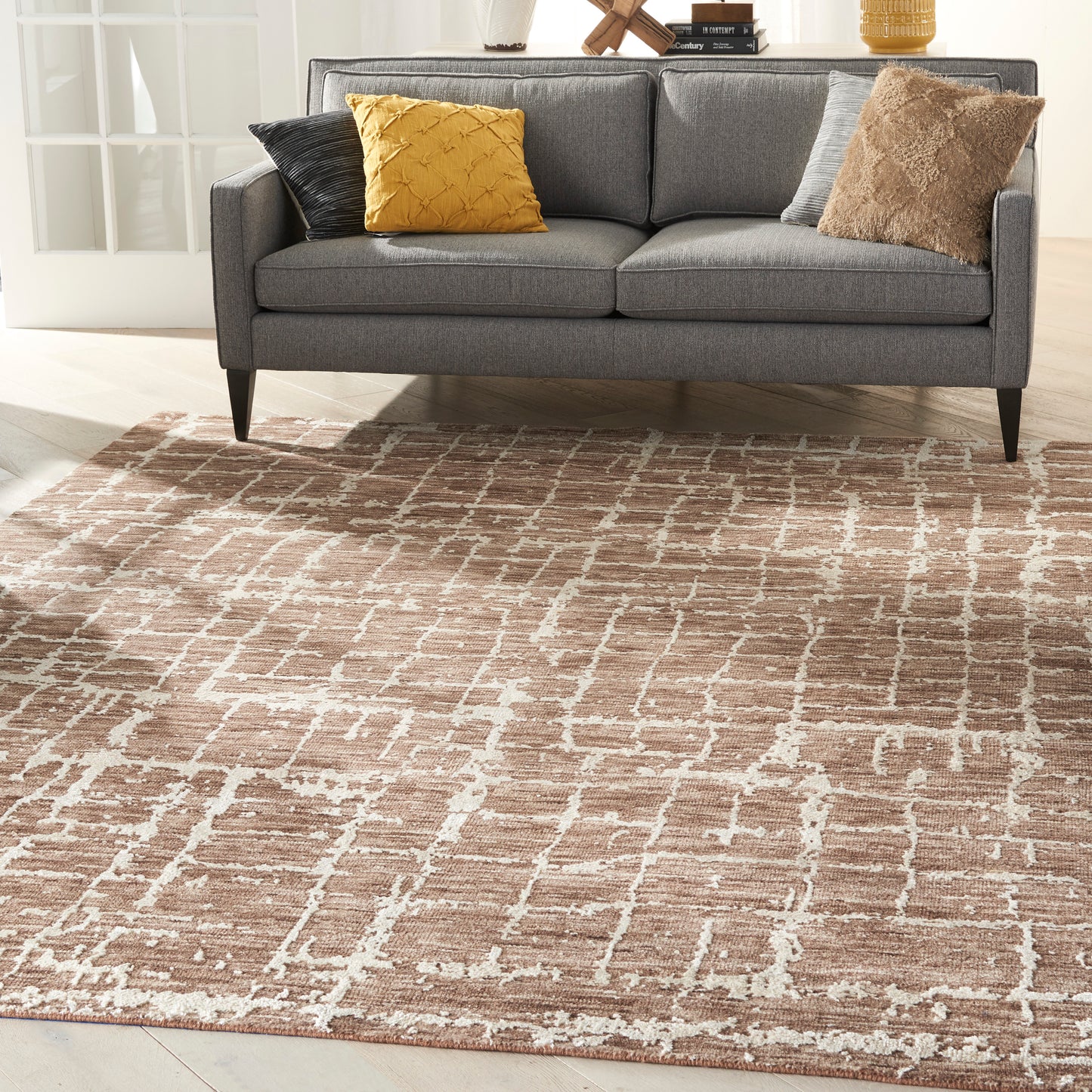Nourison Luna 7'9" x 9'9" Mocha Ivory Modern Indoor Rug