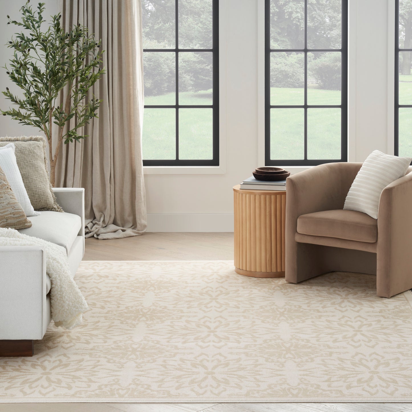 Nourison Jubilant 7'10" x 9'10" Ivory Beige Farmhouse Indoor Rug