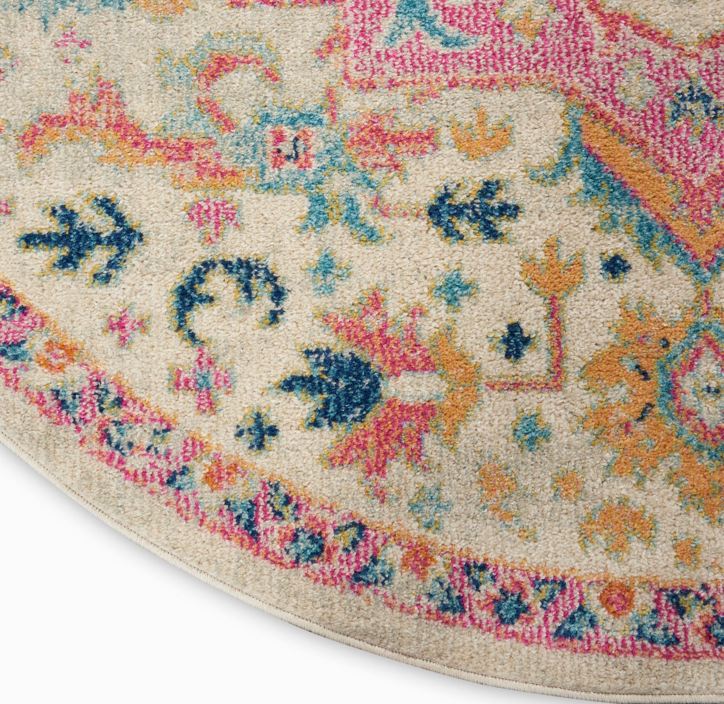 Nourison Passion 8' x Round Ivory Pink Bohemian Indoor Rug